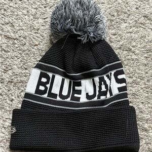 Blue Jays Black and Gray Pom-Pom Beanie